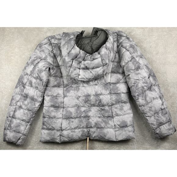 Eddie Bauer EB650 Down Puffer Jacket Womens PXS White Splatter Hooded Parka Coat - Picture 2 of 8